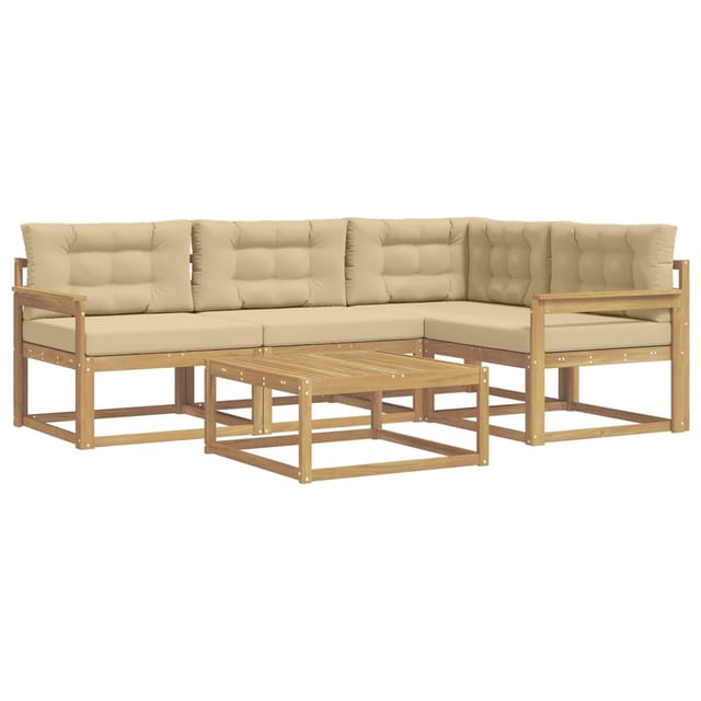 vidaXL Outdoor-Sofagarnitur 5 Stk Weiß und Beige 79 x 79 x 37 cm 3386402
