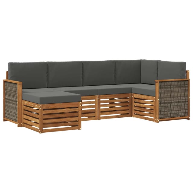 vidaXL Ecksofa Set mit Kissen 5 Stk Natur und Anthrazit 3384558