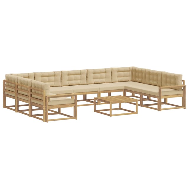 vidaXL Outdoor-Sofagarnitur mit Kissen 10 Stk Weiß und Beige 3387077