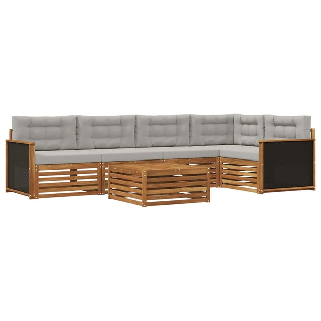 vidaXL Outdoor-Sofagarnitur 6 Stk Natur und Hellgrau 3383374