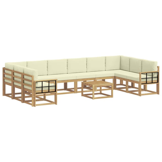 vidaXL Outdoor-Sofagarnitur mit Kissen 11 Stk Weiß und Creme 3388334