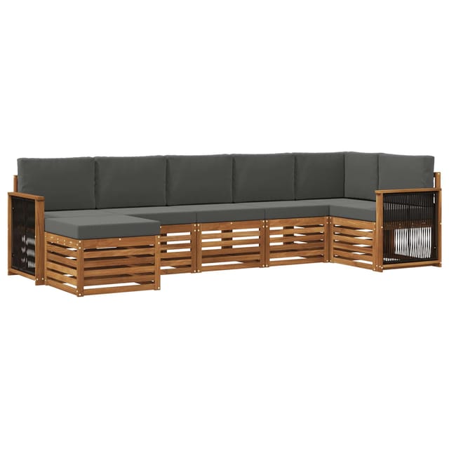 vidaXL Ecksofa Set mit Kissen 6 Stk Natur und Anthrazit 3384623
