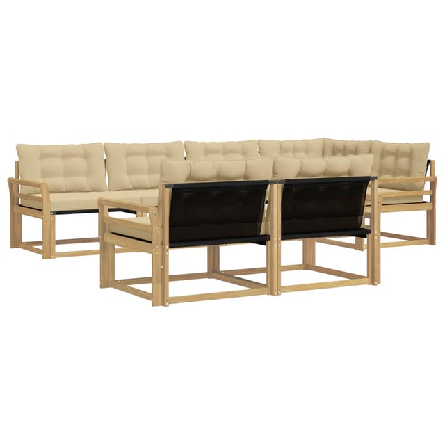 vidaXL Outdoor-Sofagarnitur mit Kissen 7 Stk Weiß und Beige 3388783