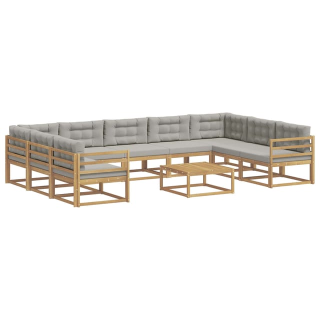 vidaXL Outdoor-Sofagarnitur mit Kissen 10 Stk Weiß und Hellgrau 3387055