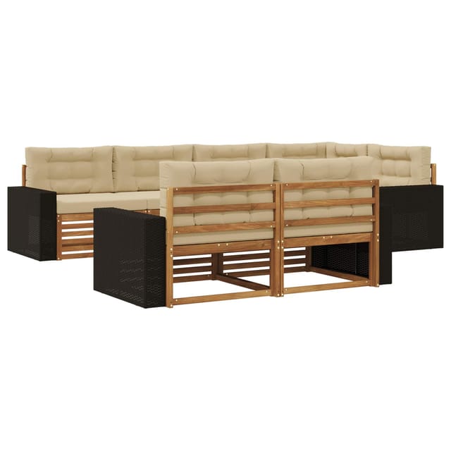 vidaXL Outdoor-Sofagarnitur mit Kissen 7 Stk Natur und Beige 3383486