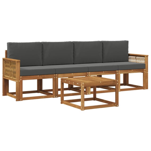vidaXL Outdoor-Sofagarnitur 5 Stk Natur und Anthrazit Polyester 3384978