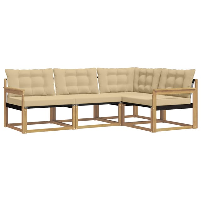 vidaXL Outdoor-Sofagarnitur mit Kissen 4 Stk Weiß und Beige 3388631