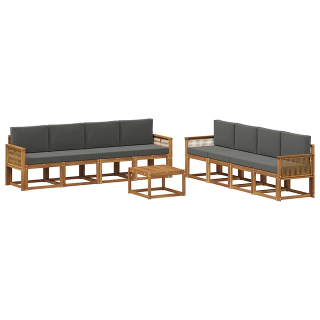 vidaXL Outdoor-Sofagarnitur 9 Stk Natur und Anthrazit Polyester 3385098