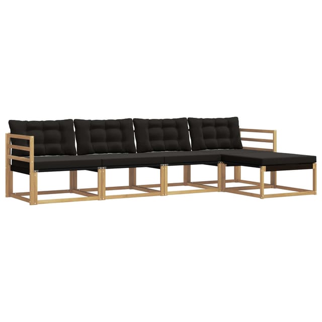vidaXL Outdoor-Sofagarnitur mit Kissen 5 Stk Weiß und Schwarz 3388578