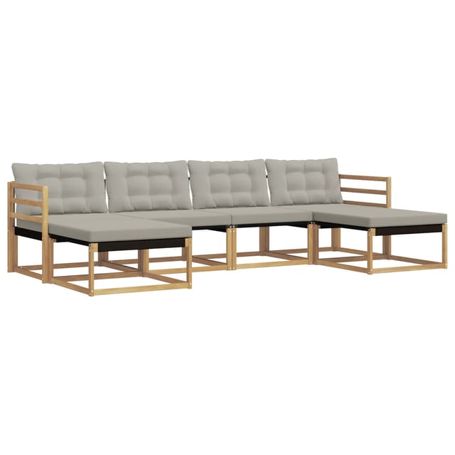 vidaXL Outdoor-Sofagarnitur mit Kissen 6 Stk Weiß und Hellgrau 3388937
