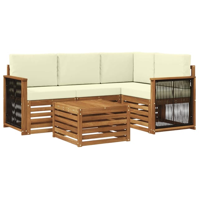 vidaXL Outdoor-Sofagarnitur 5 Stk Natur und Creme 59 x 59 x 37 cm 3384321
