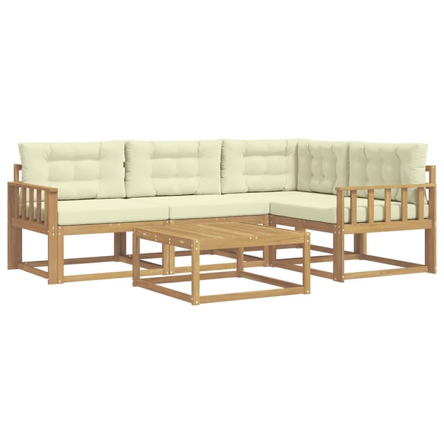 vidaXL Outdoor-Sofagarnitur 5 Stk Weiß und Creme 79 x 79 x 37 cm 3386404
