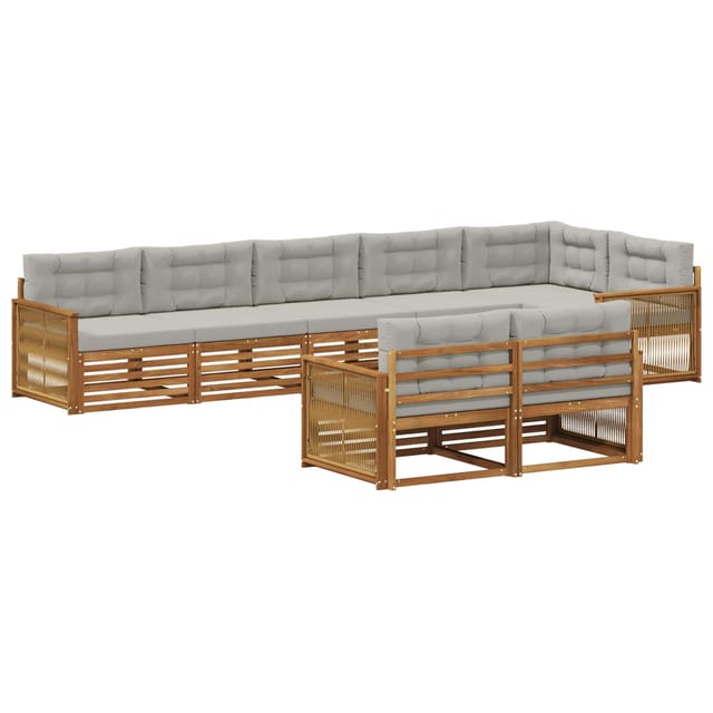 vidaXL Outdoor-Sofagarnitur mit Kissen 8 Stk Natur und Hellgrau 3383509