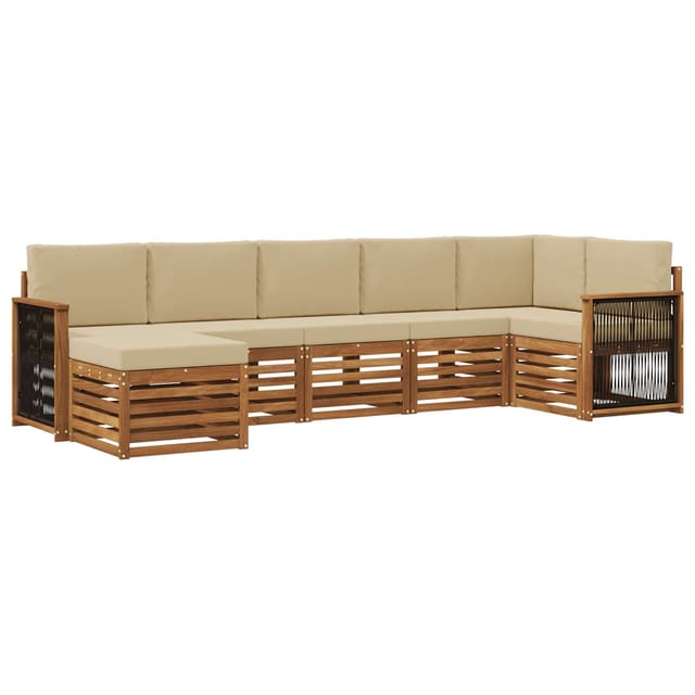 vidaXL Ecksofa Set 6 Stk Natur Massives Akazienholz und Polyester 3384624