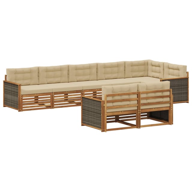 vidaXL Outdoor-Sofagarnitur mit Kissen 8 Stk Natur und Beige 3383501