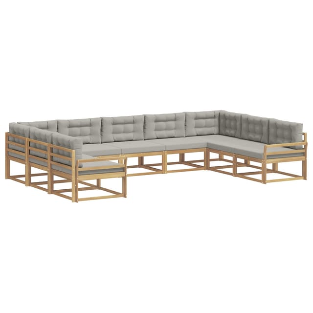 vidaXL Outdoor-Sofagarnitur mit Kissen 9 Stk Weiß und Hellgrau 3387035