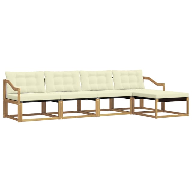 vidaXL Outdoor-Sofagarnitur mit Kissen 5 Stk Weiß und Creme 3388596