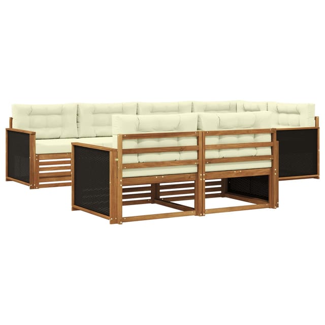 vidaXL Outdoor-Sofagarnitur mit Kissen 7 Stk Natur und Creme 3383463