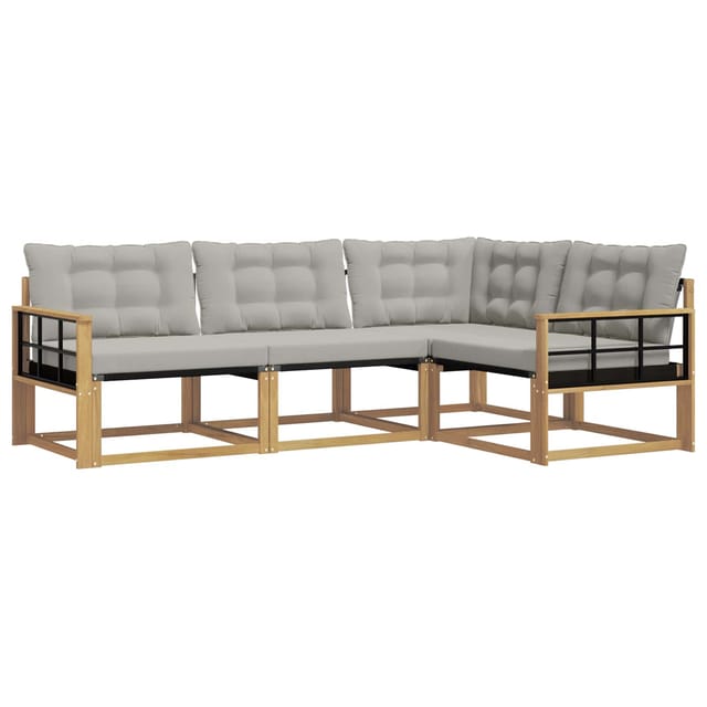 vidaXL Outdoor-Sofagarnitur mit Kissen 4 Stk Weiß und Hellgrau 3388641