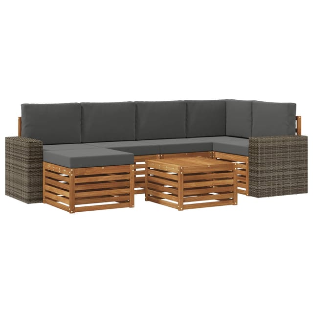 vidaXL Ecksofa Set 7 Stk Natur und Anthrazit Massivholz Akazie 3384608