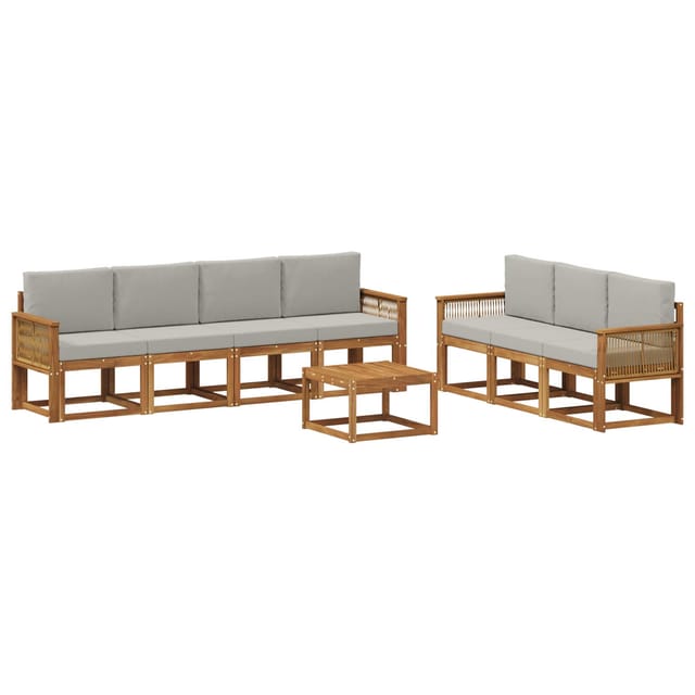 vidaXL Outdoor-Sofagarnitur 8 Stk Natur und Hellgrau Polyester 3385057