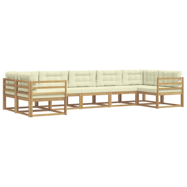 vidaXL Outdoor-Sofagarnitur mit Kissen 7 Stk Weiß und Creme 3386954