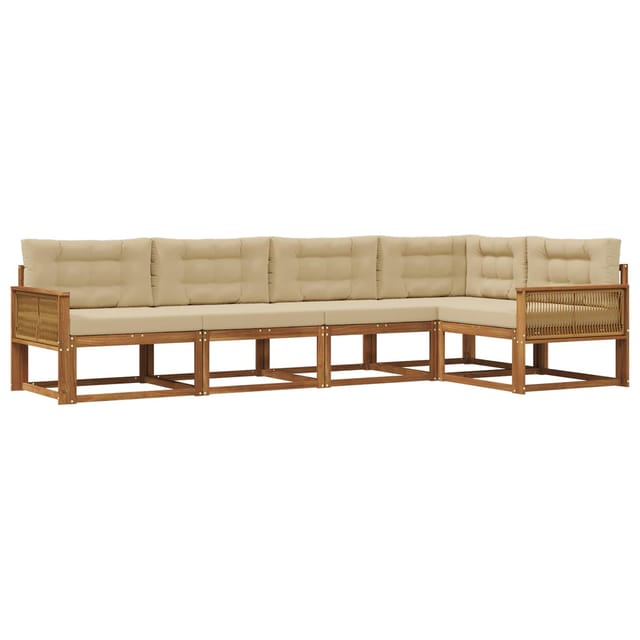vidaXL Outdoor-Sofagarnitur mit Kissen 5 Stk Natur und Beige 3382571