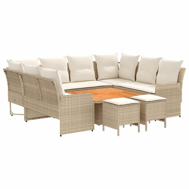 vidaXL Möbelsets mit Kissen 8 Stk Beige und Creme PE-Rattan 3422199