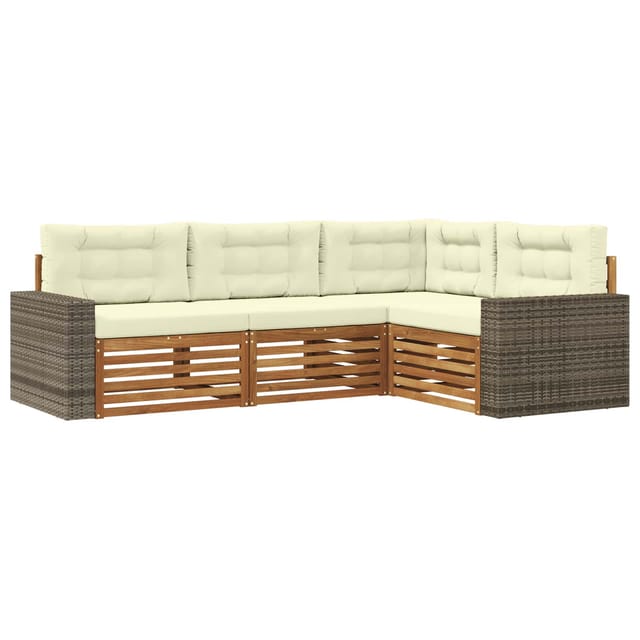 vidaXL Outdoor-Sofagarnitur 4 Stk Natur und Creme 3383308