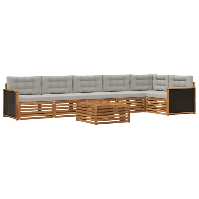 vidaXL Outdoor-Sofagarnitur 7 Stk Natur und Hellgrau 3383434