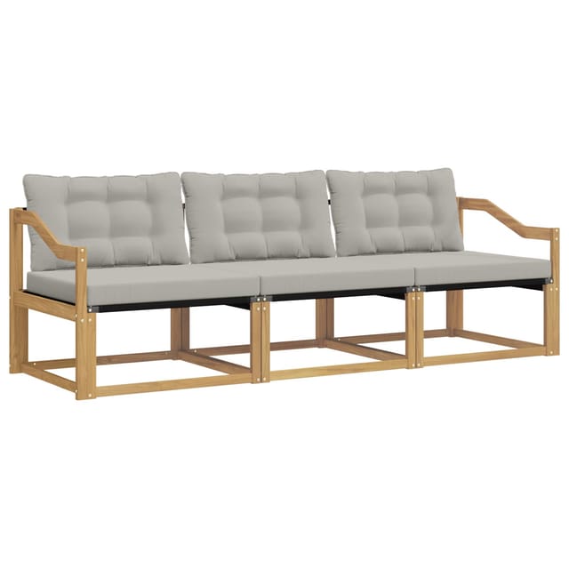 vidaXL Outdoor-Sofagarnitur mit Kissen 3 Stk Weiß und Hellgrau 3388381