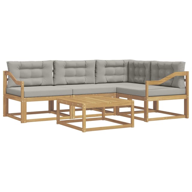 vidaXL Outdoor-Sofagarnitur 5 Stk Weiß und Hellgrau 79 x 79 x 37 cm 3386425