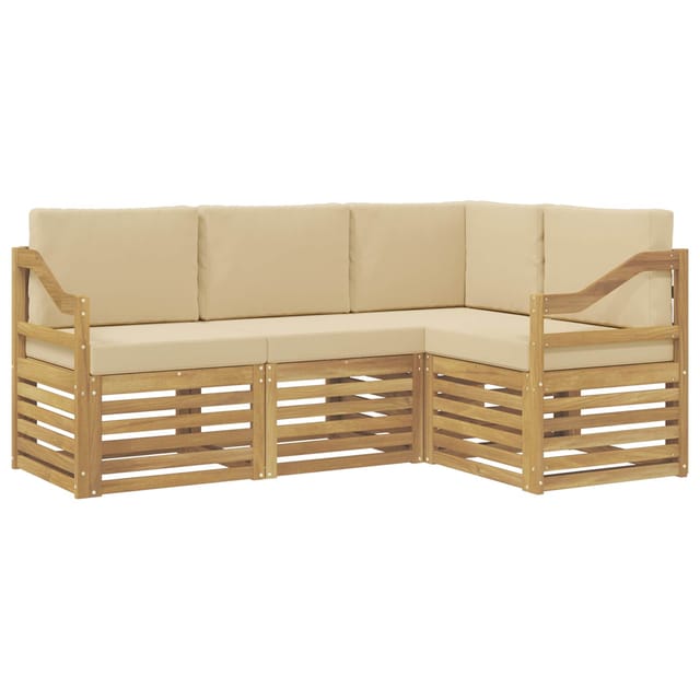 vidaXL Sofagarnituren 4 Stk Weiß und Beige 185,5 x 126,5 x 73 cm 3391773