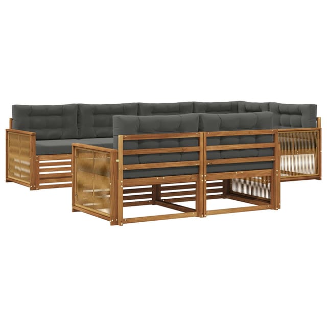 vidaXL Outdoor-Sofagarnitur mit Kissen 7 Stk Natur und Anthrazit 3383480