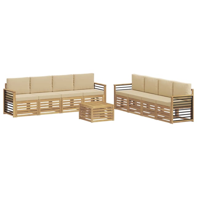 vidaXL Sofagarnituren mit Kissen 9 Stk Weiß und Beige Polyester 3391608