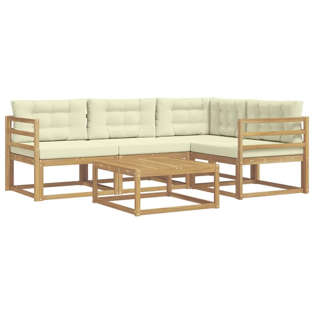 vidaXL Outdoor-Sofagarnitur 5 Stk Weiß und Creme 79 x 79 x 37 cm 3386394