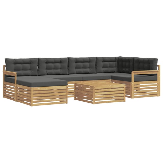 vidaXL Outdoor-Sofagarnitur mit Kissen 7 Stk Weiß und Anthrazit 3390792