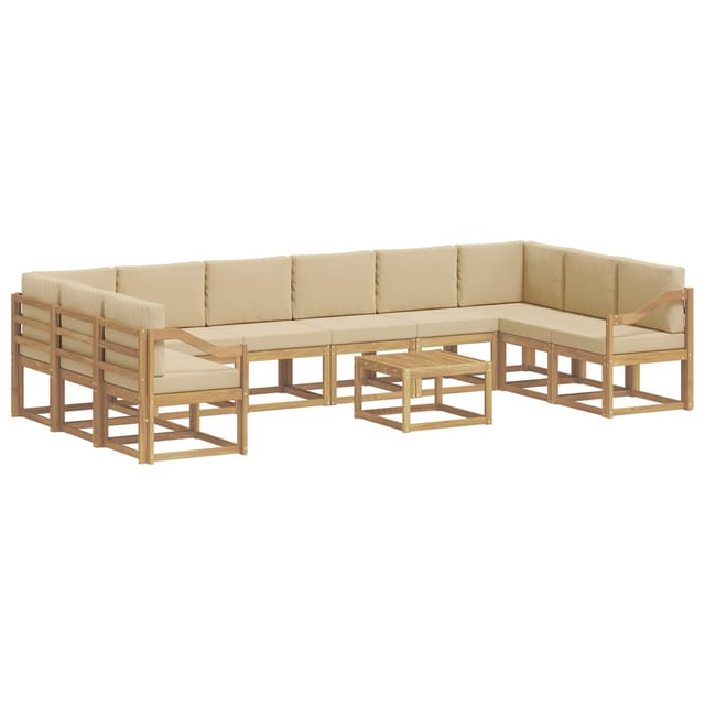 vidaXL Outdoor-Sofagarnitur mit Kissen 11 Stk Weiß und Beige 3388342