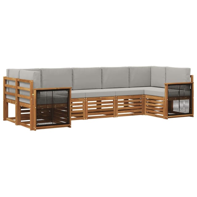 vidaXL Ecksofa Set mit Kissen 6 Stk Natur und Hellgrau 3384802