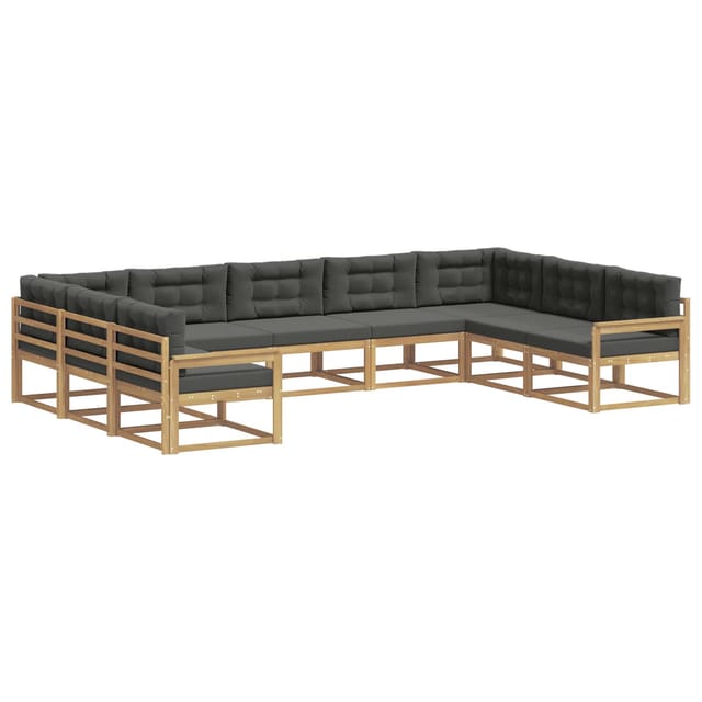 vidaXL Outdoor-Sofagarnitur mit Kissen 9 Stk Weiß und Anthrazit 3387026