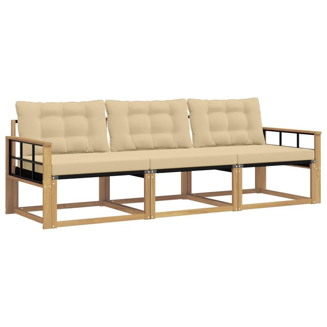 vidaXL Outdoor-Sofagarnitur mit Kissen 3 Stk Weiß und Beige 3388379