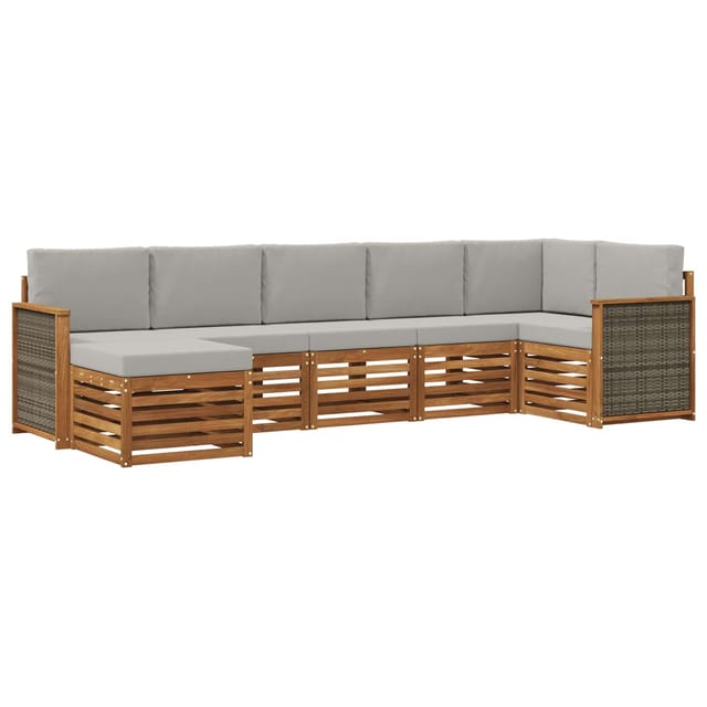 vidaXL Ecksofa Set mit Kissen 6 Stk Natur und Hellgrau 3384617