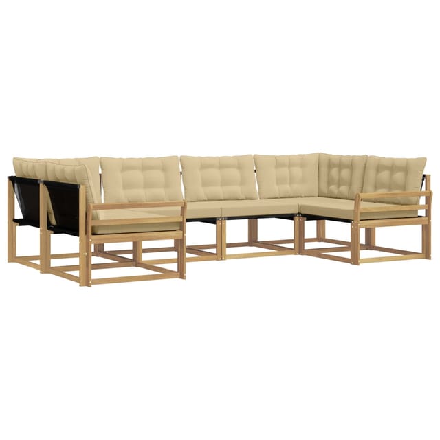 vidaXL Outdoor-Sofagarnitur mit Kissen 6 Stk Weiß und Beige 3389023