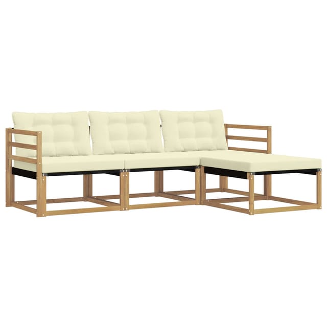 vidaXL Outdoor-Sofagarnitur mit Kissen 4 Stk Weiß und Creme 3388552
