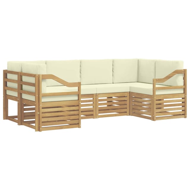 vidaXL Ecksofa Set mit Kissen 6 Stk Weiß und Creme Polyester 3392410