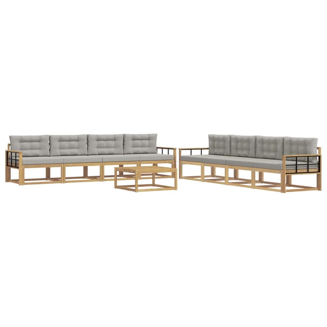 vidaXL Outdoor-Sofagarnitur 9 Stk Weiß und Hellgrau 79 x 79 x 37 cm 3386245