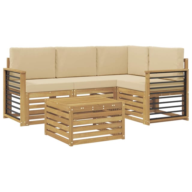 vidaXL Outdoor-Sofagarnitur 5 Stk Weiß und Beige 59 x 59 x 37 cm 3391808