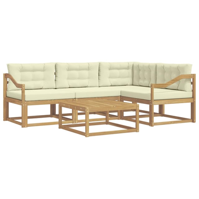 vidaXL Outdoor-Sofagarnitur 5 Stk Weiß und Creme 79 x 79 x 37 cm 3386424