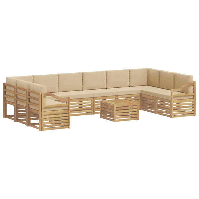 vidaXL Outdoor-Sofagarnitur 11 Stk Weiß und Beige 59 x 59 x 37 cm 3392643