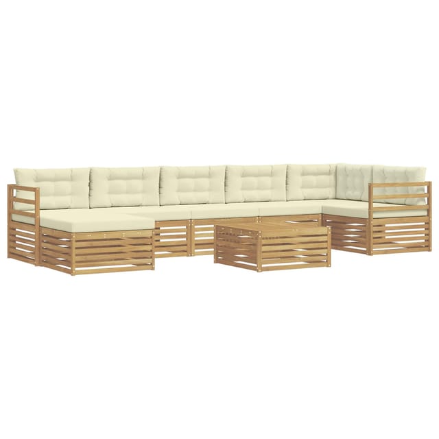 vidaXL Outdoor-Sofagarnitur mit Kissen 8 Stk Weiß und Creme Polyester 3390865